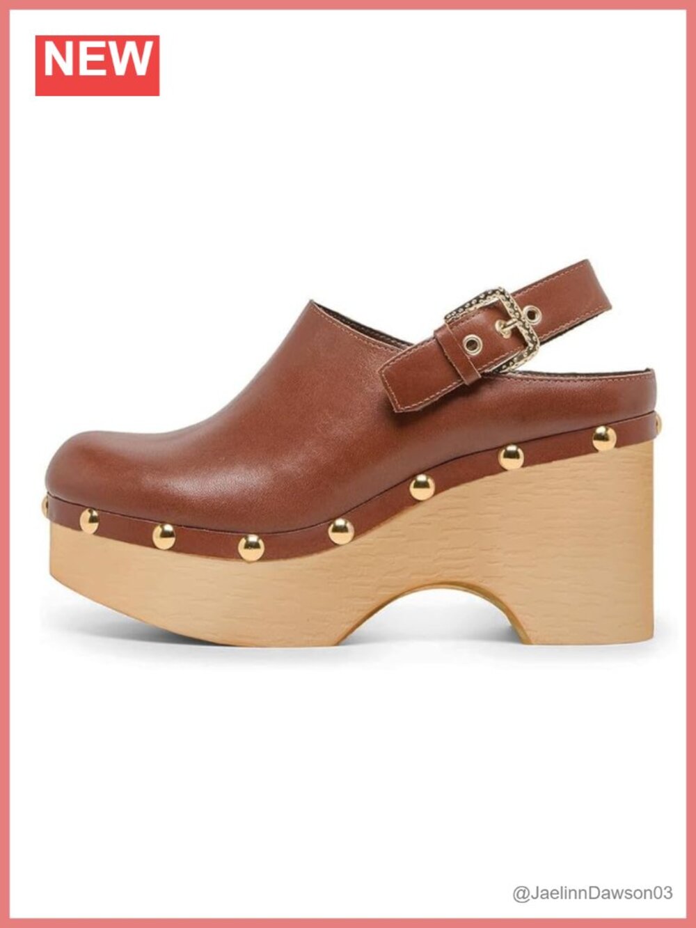Retro Studded Leather Platform Clogs for Women Mules with Back Strap